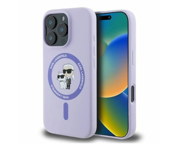 Karl Lagerfeld Silicone Karl&Choupette Heads do iPhone 16 Pro fioletowy - 1278265 - zdjęcie